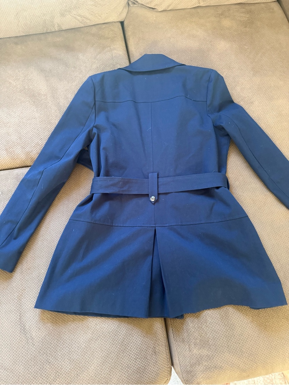 41 Hawthorn Navy Double-Breasted Trench Coat | Women's L | Belted Career Jacket - Picture 5 of 5